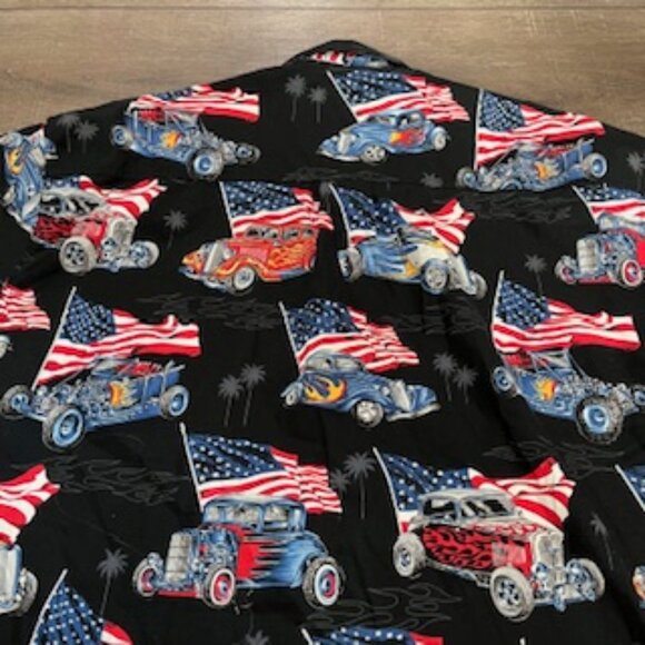 High Seas Trading Co. Patriotic Shirt Mens Size‎ 3XLT  Vintage Cars & Flag - Picture 8 of 14